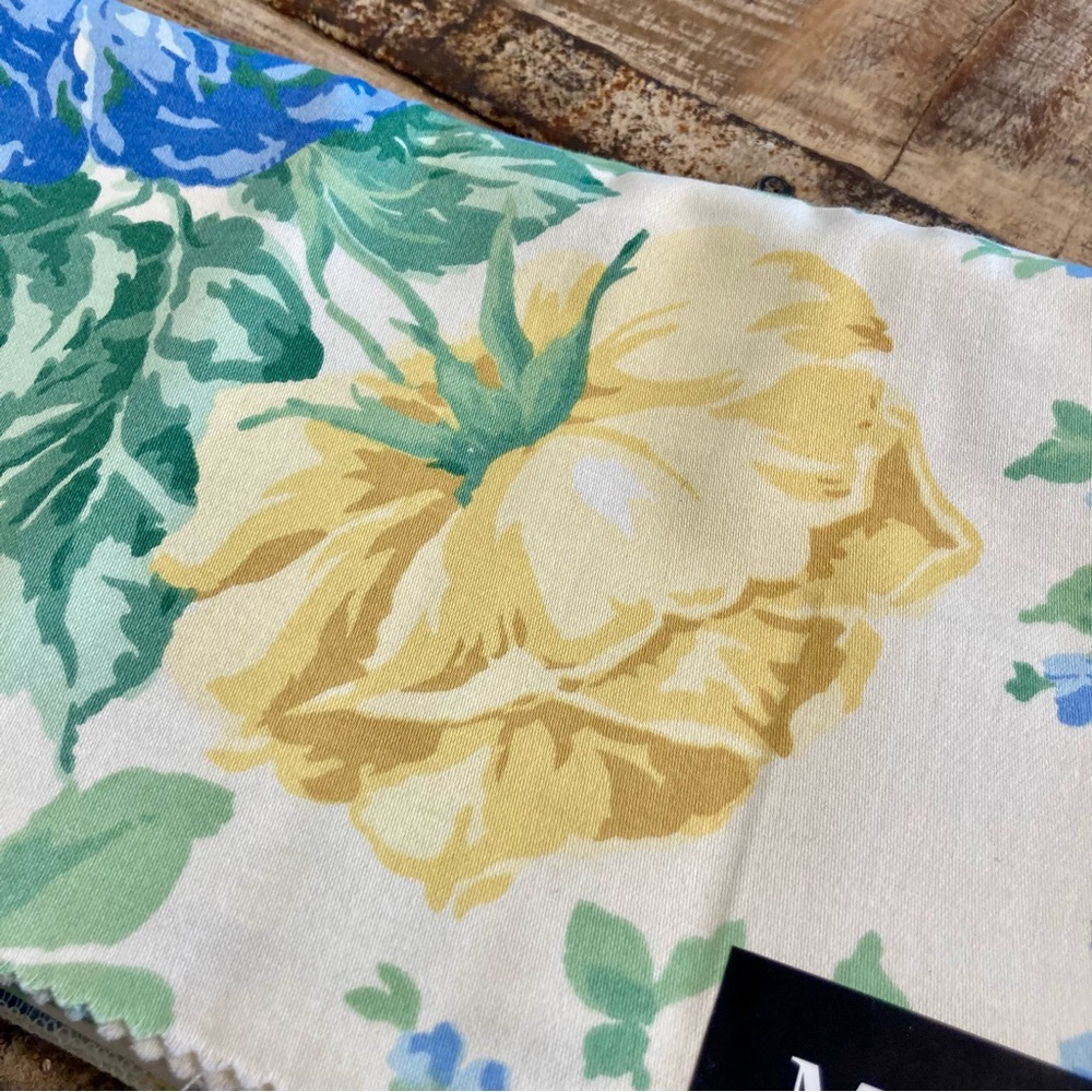 4pcs Blue & Yellow Floral 100% Cotton Fabric Scraps Bundle Fabric Remnants - Picture 8 of 16